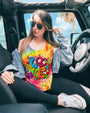 Hippie Love Tie Dye Colorful Flower Graphic Tee for Women AOP Shirts _7_ n3YIw