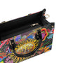 Hippie Psychedelic Sun Face With Flowers Trippy Boho Leather Bag Gift for Women _4_ XaBxA