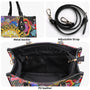 Hippie Psychedelic Sun Face With Flowers Trippy Boho Leather Bag Gift for Women _5_ uj6pz