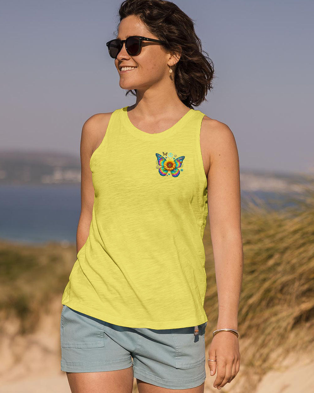Hippie Soul Butterfly Sunflower Retro Boho Tie Dye Graphic AOP Shirts _12_ wJa3Z