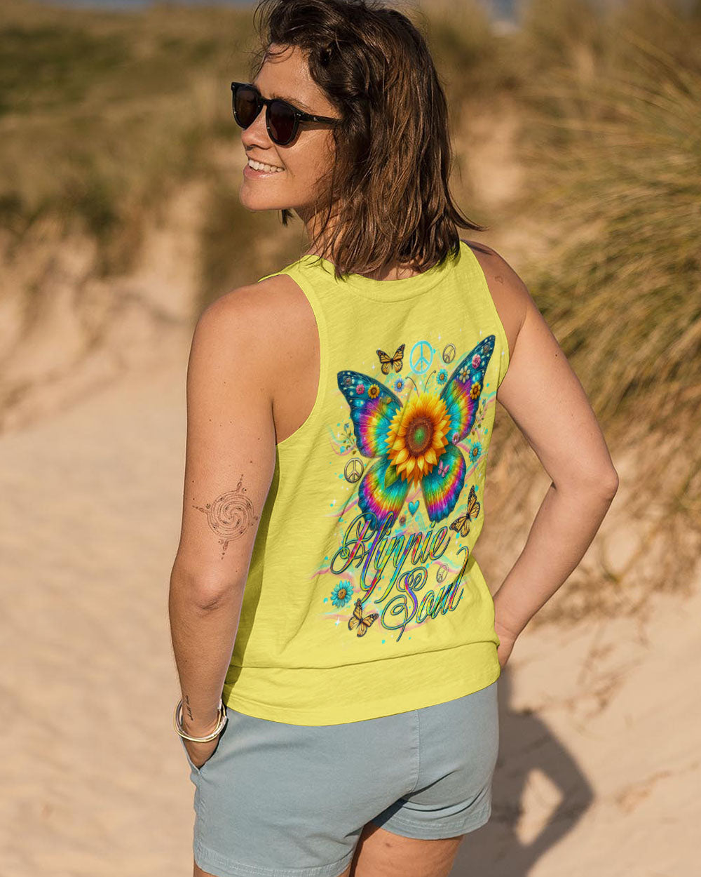 Hippie Soul Butterfly Sunflower Retro Boho Tie Dye Graphic AOP Shirts _13_ 9lZ7Y