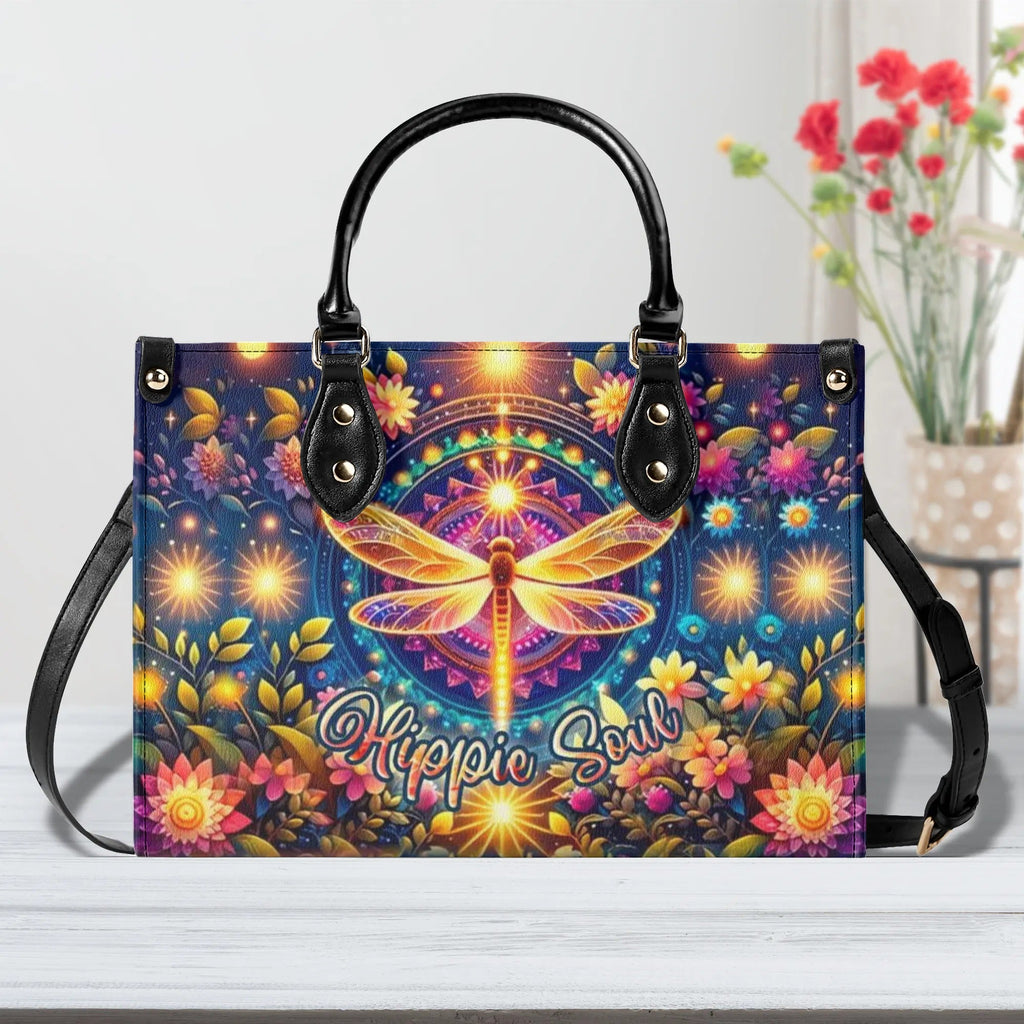 Hippie Soul Dragonfly Psychedelic Floral Leather Bag Gift for Women _1_ Y8Osp