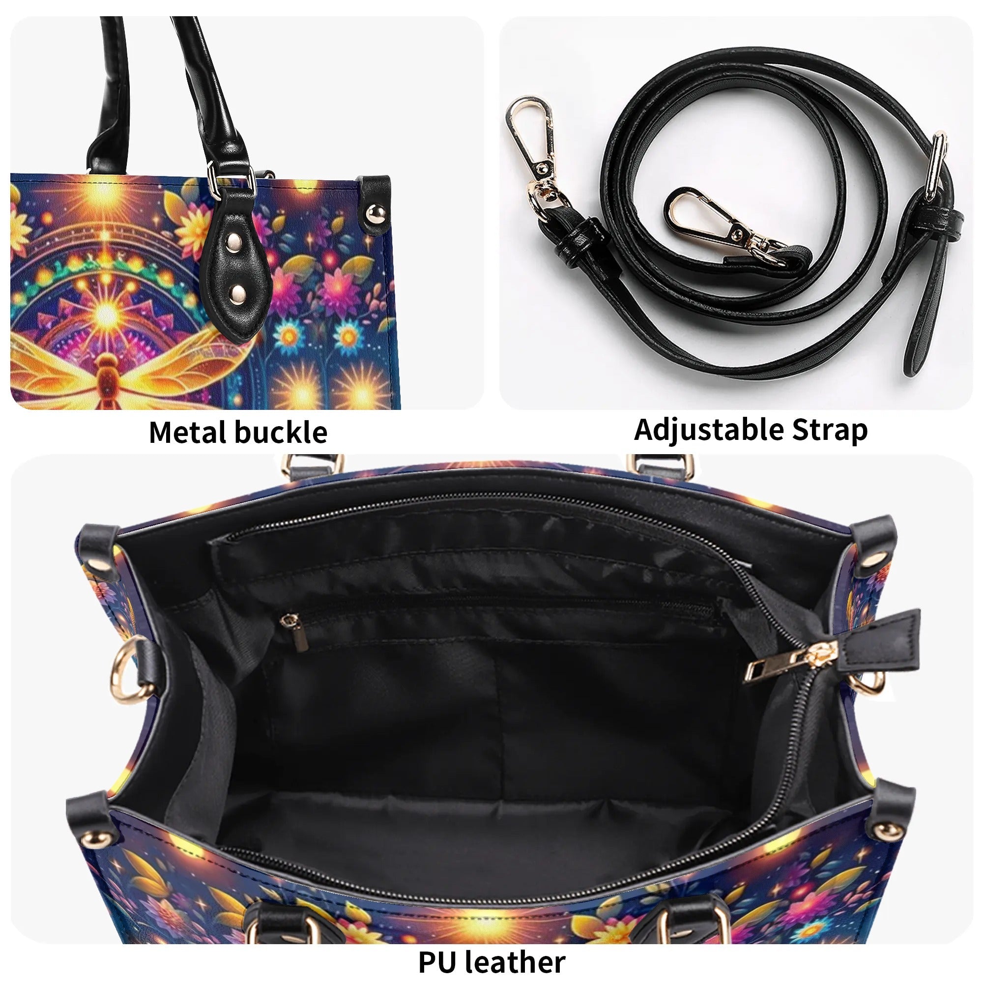 Hippie Soul Dragonfly Psychedelic Floral Leather Bag Gift for Women _2_ bi8vr