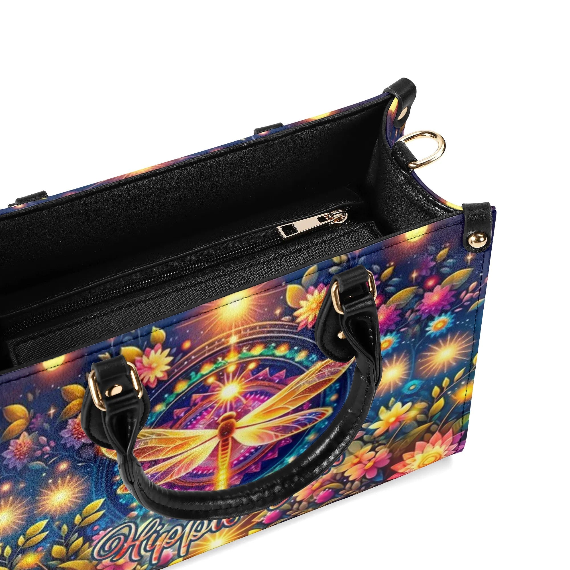 Hippie Soul Dragonfly Psychedelic Floral Leather Bag Gift for Women _3_ 94CU2