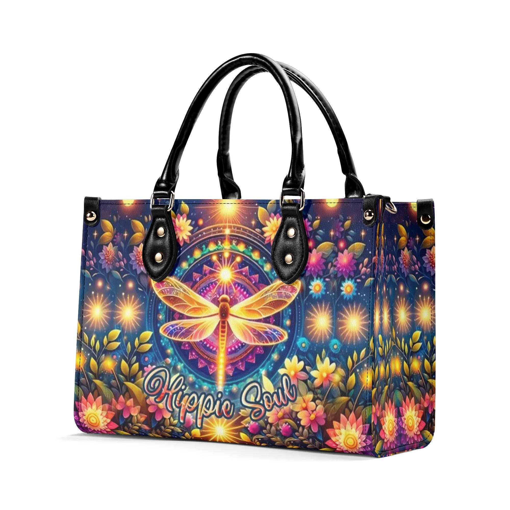Hippie Soul Dragonfly Psychedelic Floral Leather Bag Gift for Women _9_ C3Bhn