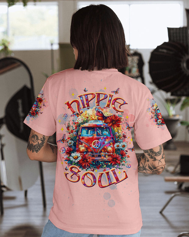 Hippie Soul - Hippie Van Vintage VW Bus and Butterfly Graphic - AOP Shirts