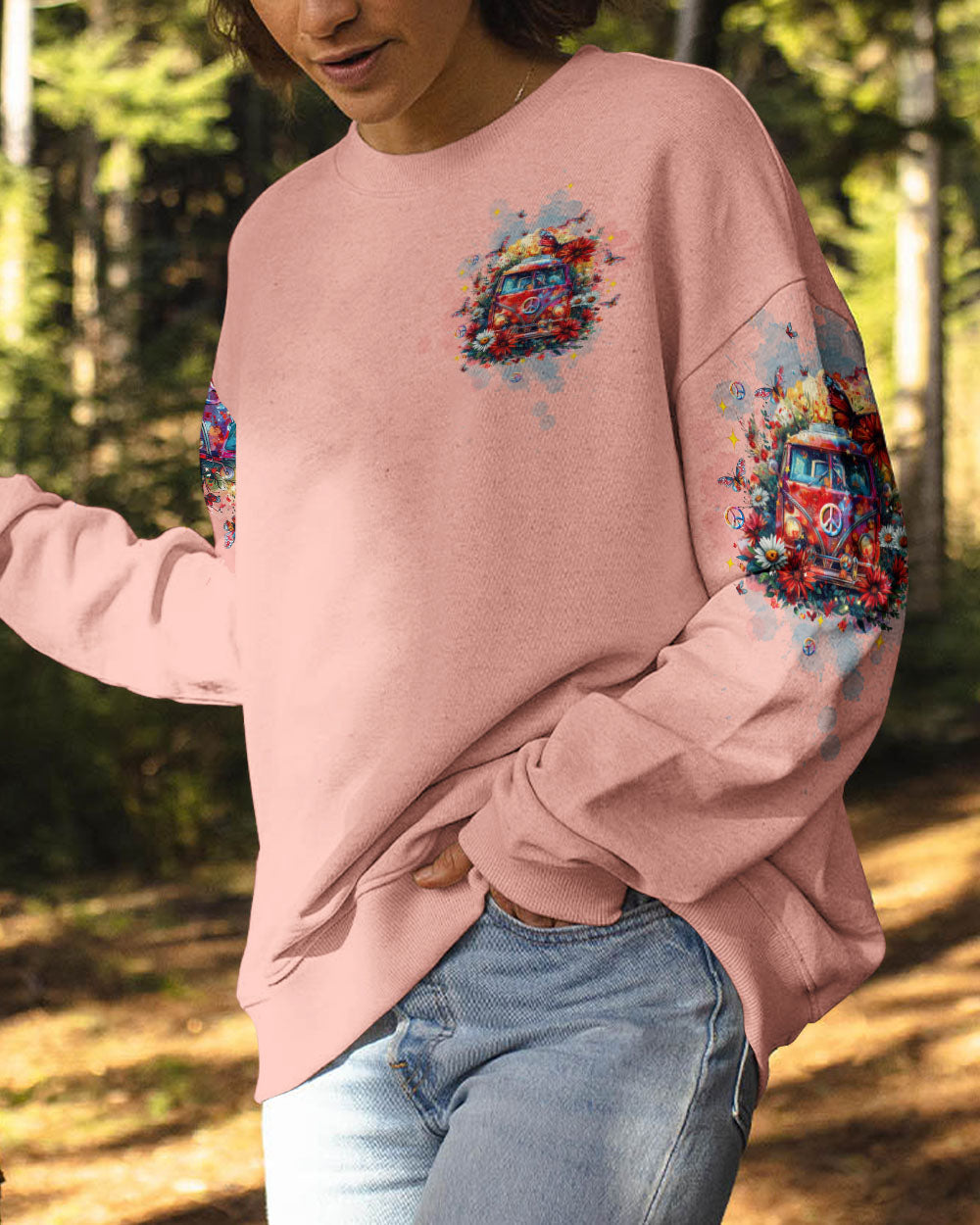 Hippie Soul Hippie Van Vintage VW Bus and Butterfly Graphic AOP Shirts _9_ xnAUf