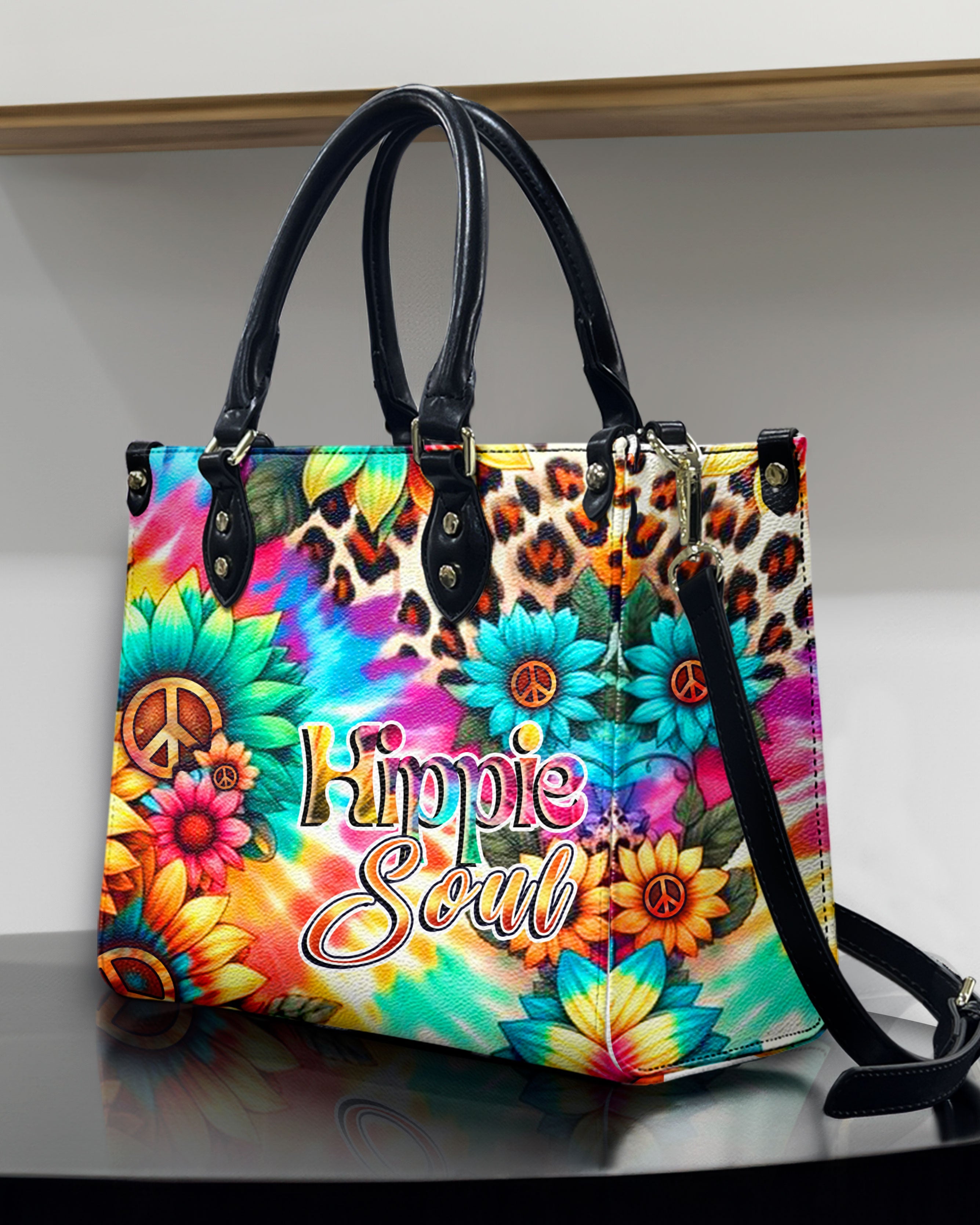 Hippie Soul Leopard Sunflower Tie Dye Hippie Leather Bag Gift for Women _10_ mqbDp