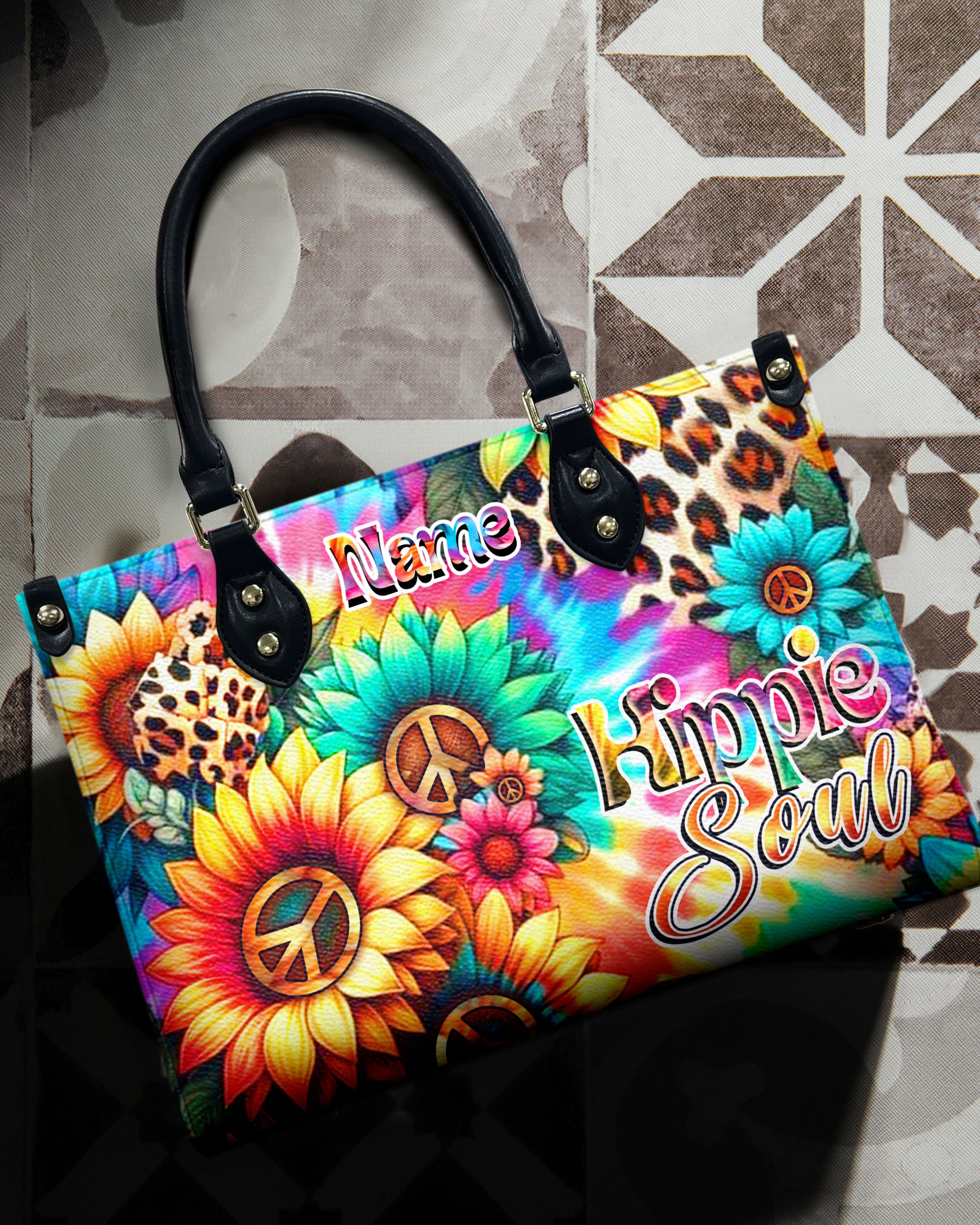 Hippie Soul Leopard Sunflower Tie Dye Hippie Leather Bag Gift for Women _11_ nDUZi
