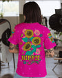 Hippie Soul Sunflowers with Peace Signs Bright Pink Graphic AOP Shirts _11_ UFhRj