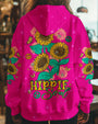Hippie Soul Sunflowers with Peace Signs Bright Pink Graphic AOP Shirts _1_ 7OttF