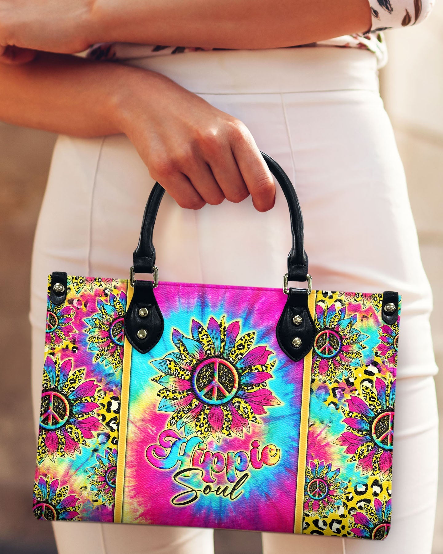 Hippie Soul Tie Dye Sunflower Leopard Hippie Leather Bag Gift for Women _10_ 7z4uI