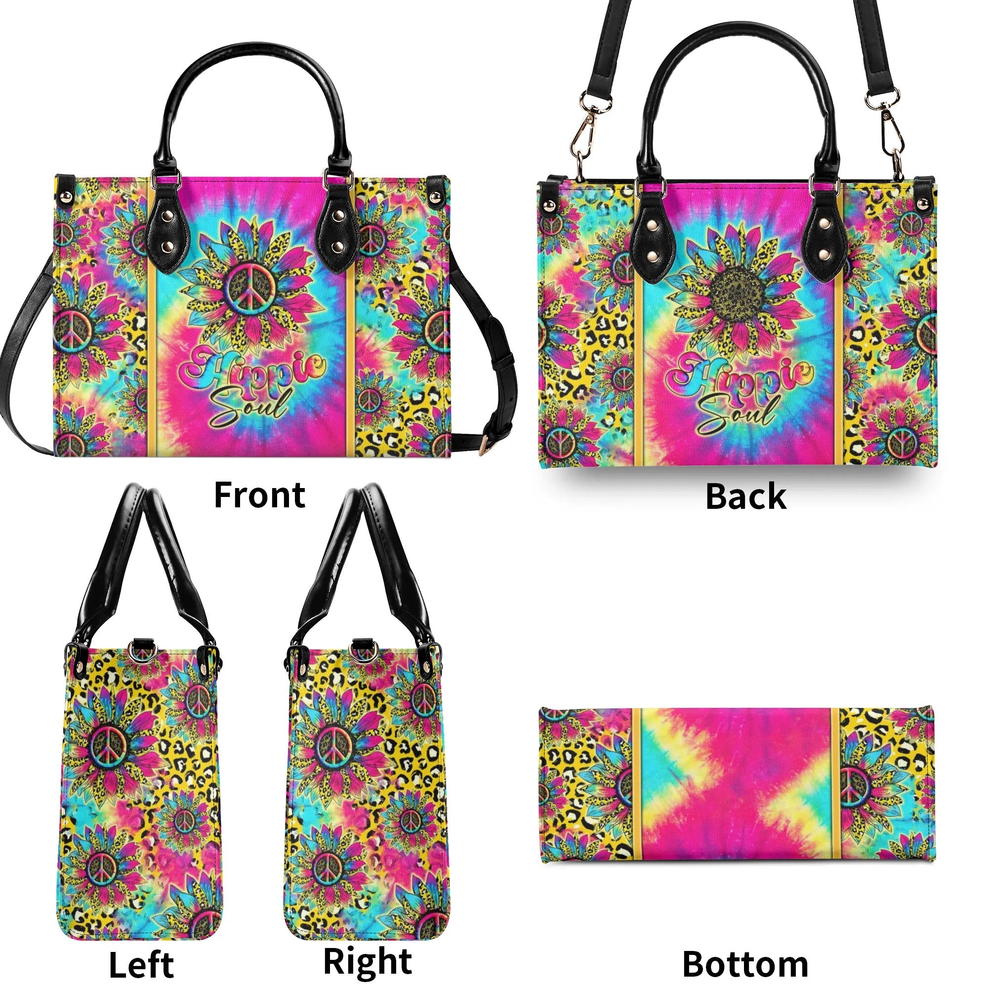 Hippie Soul Tie Dye Sunflower Leopard Hippie Leather Bag Gift for Women _8_ JiYpF