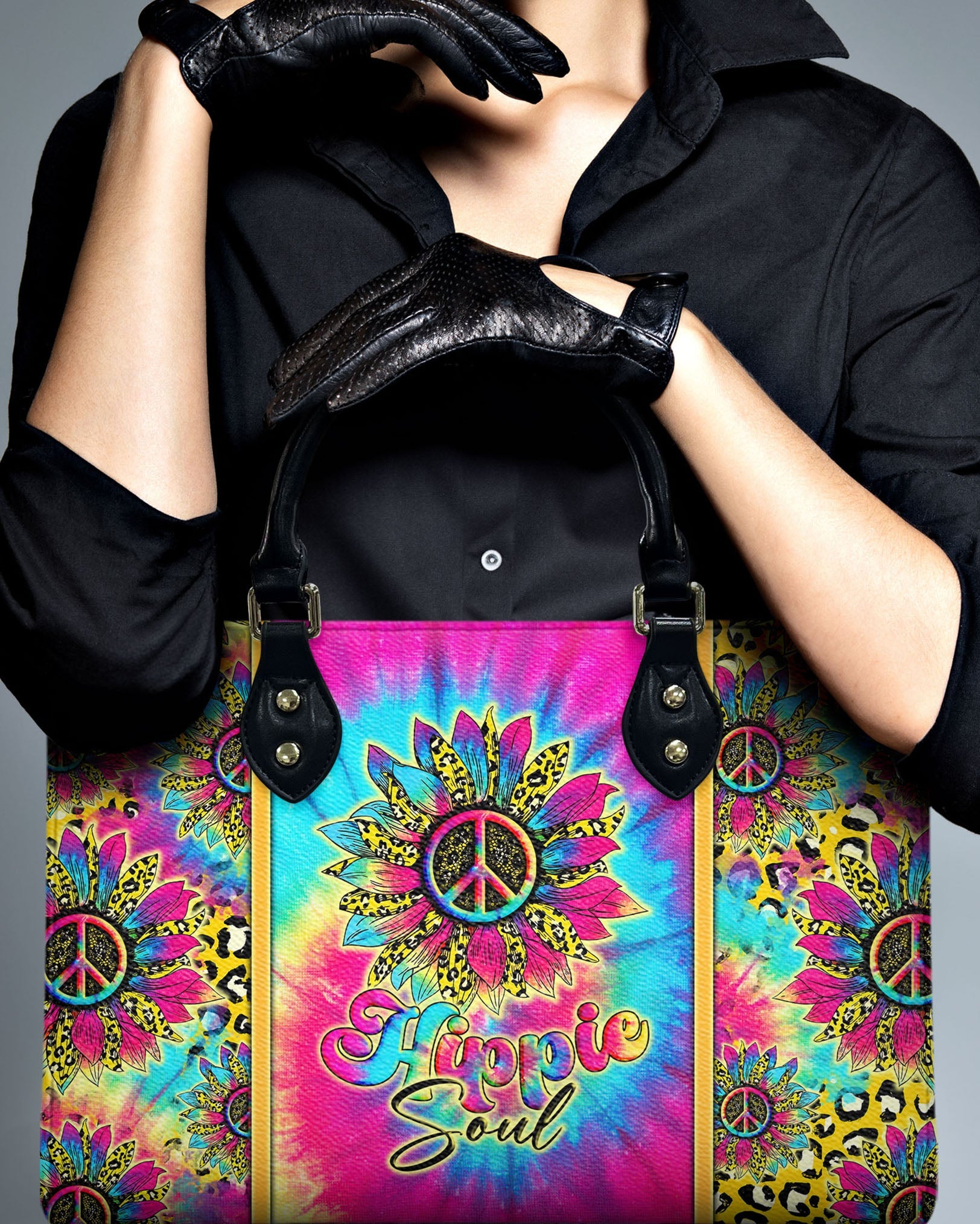 Hippie Soul Tie Dye Sunflower Leopard Hippie Leather Bag Gift for Women _9_ RTkjO