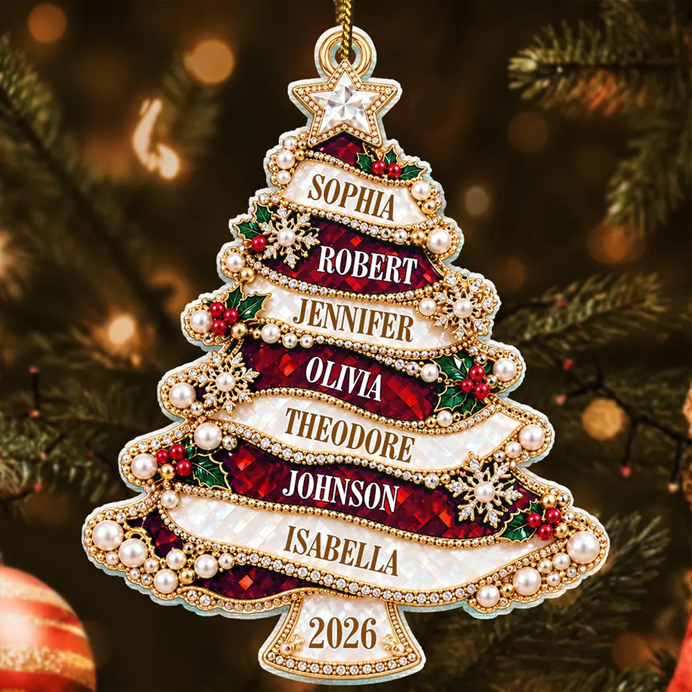 HolidayGiftForFamily PersonalizedChristmasTreeGoldenPearlAcrylicOrnament AT2382 CLA4168 MK 1