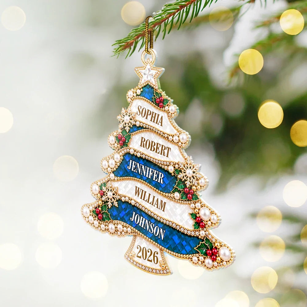 HolidayGiftForFamily PersonalizedChristmasTreeGoldenPearlAcrylicOrnament AT2382 CLA4168 MK 2