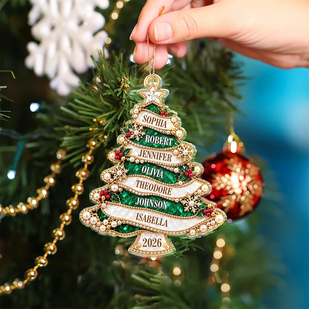HolidayGiftForFamily PersonalizedChristmasTreeGoldenPearlAcrylicOrnament AT2382 CLA4168 MK 4