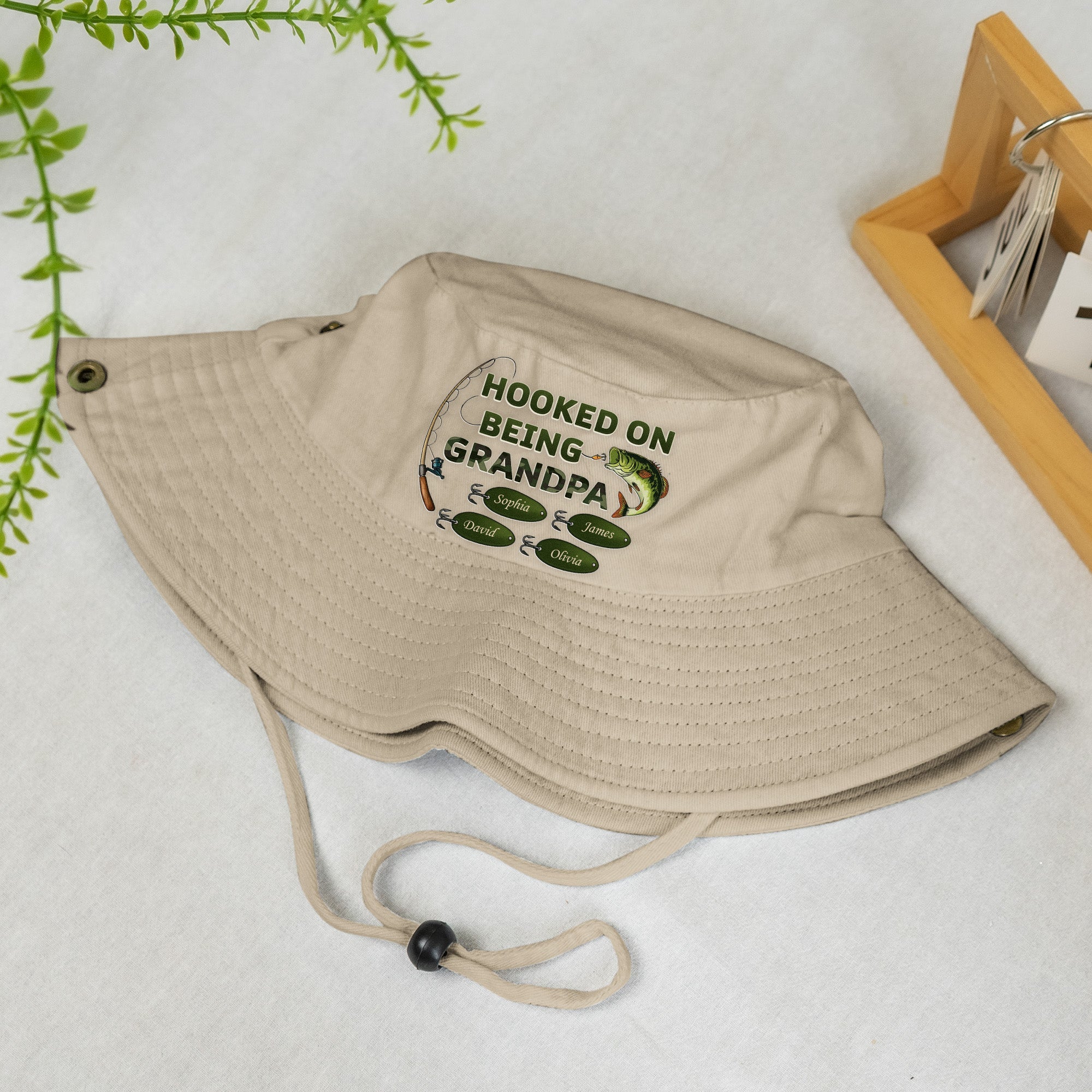 Hooked On Being Grandpa Personalized Bucket Hat_3_f89fcc30 a961 4a8b bcaa 7a7a38d8a48e