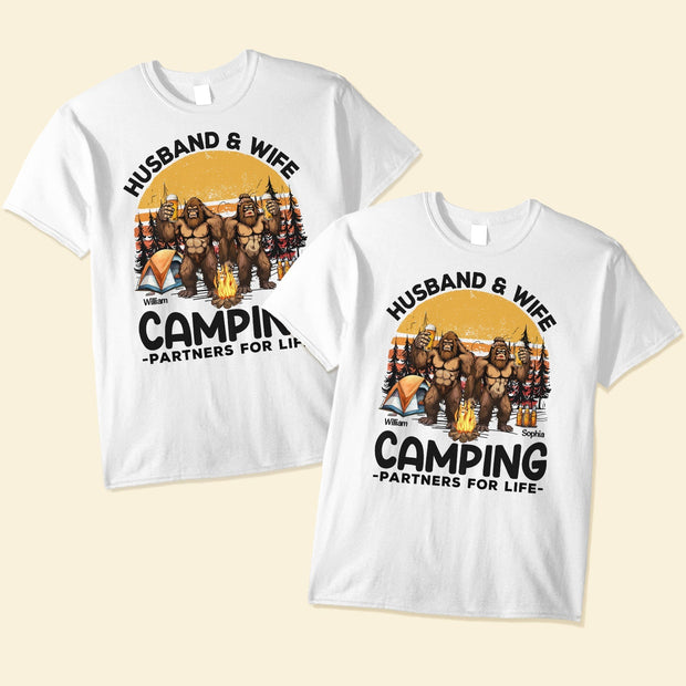 Husband And Wife Camping Partners For Life - Personalized Shirts - Gift For Couples