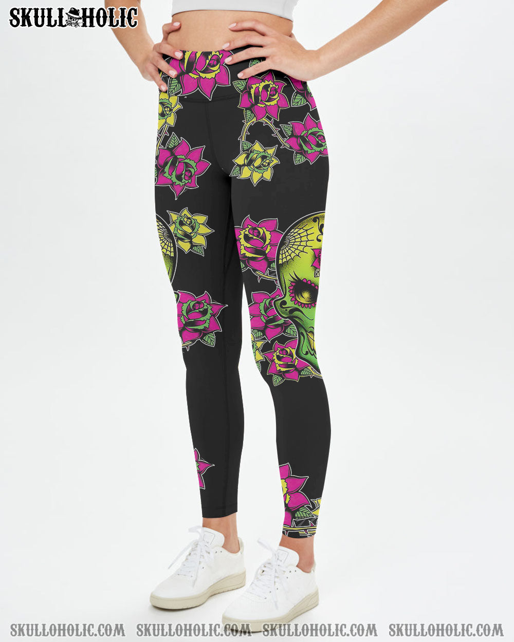 I Am a Sweet Girl Pocket Full of Crazy Neon Sugar Skull and Rose AOP Shirts _15_ B50Wr