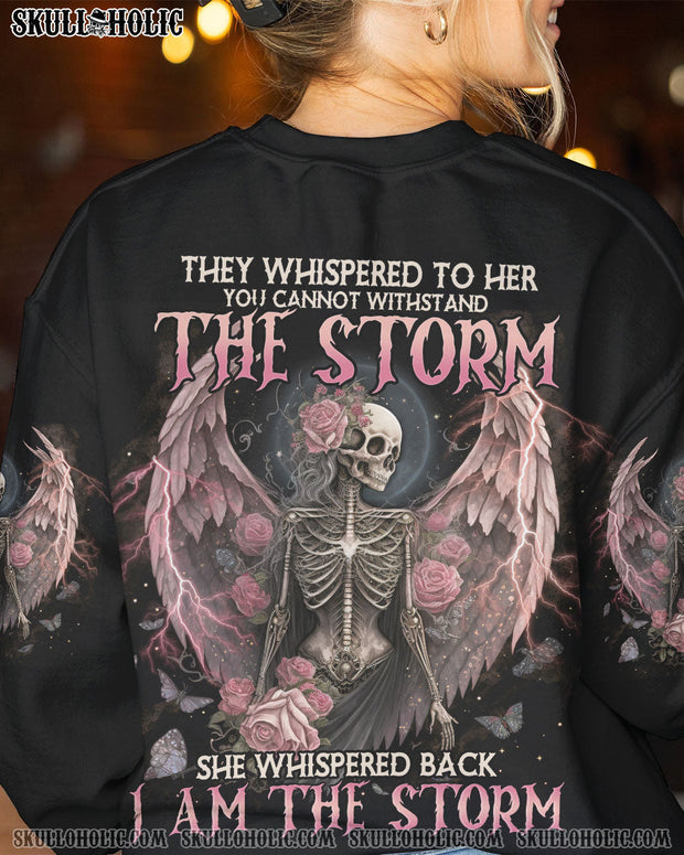 I Am the Storm - Withstand the Storm Skull  Dark Rose and Wings Graphic - AOP Shirts