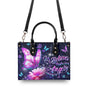 I Believe Angels Are Among Us Purple Butterfly Peace Symbol Hippie Leather Bag _2_ QOeh7