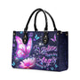 I Believe Angels Are Among Us Purple Butterfly Peace Symbol Hippie Leather Bag _4_ pQ90s