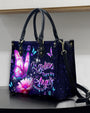 I Believe Angels Are Among Us Purple Butterfly Peace Symbol Hippie Leather Bag _8_ GQjcb