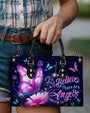 I Believe Angels Are Among Us Purple Butterfly Peace Symbol Hippie Leather Bag _9_ NKZJZ