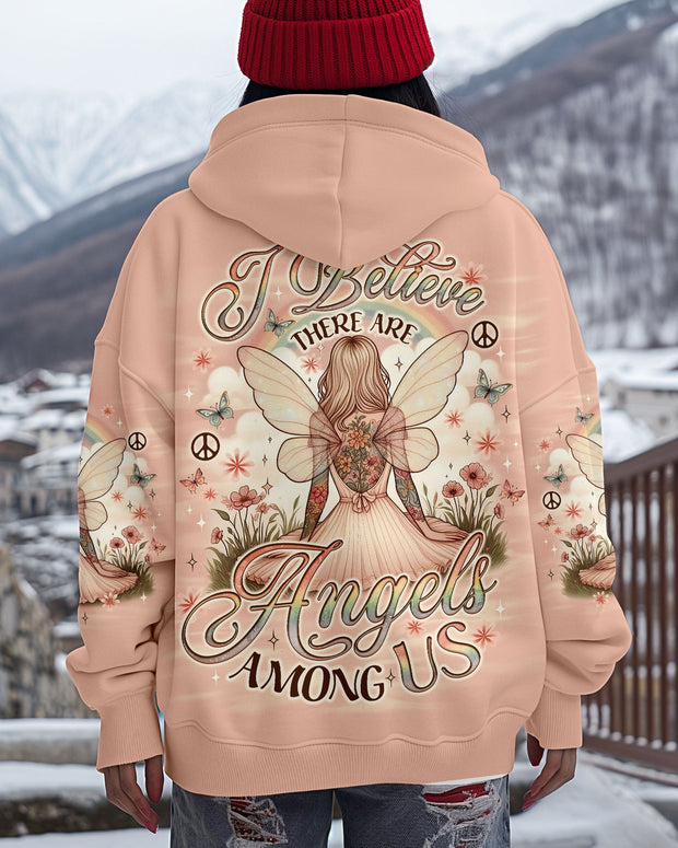 I Believe There Are Angels Among Us - Angel and Floral Graphic - AOP Shirts