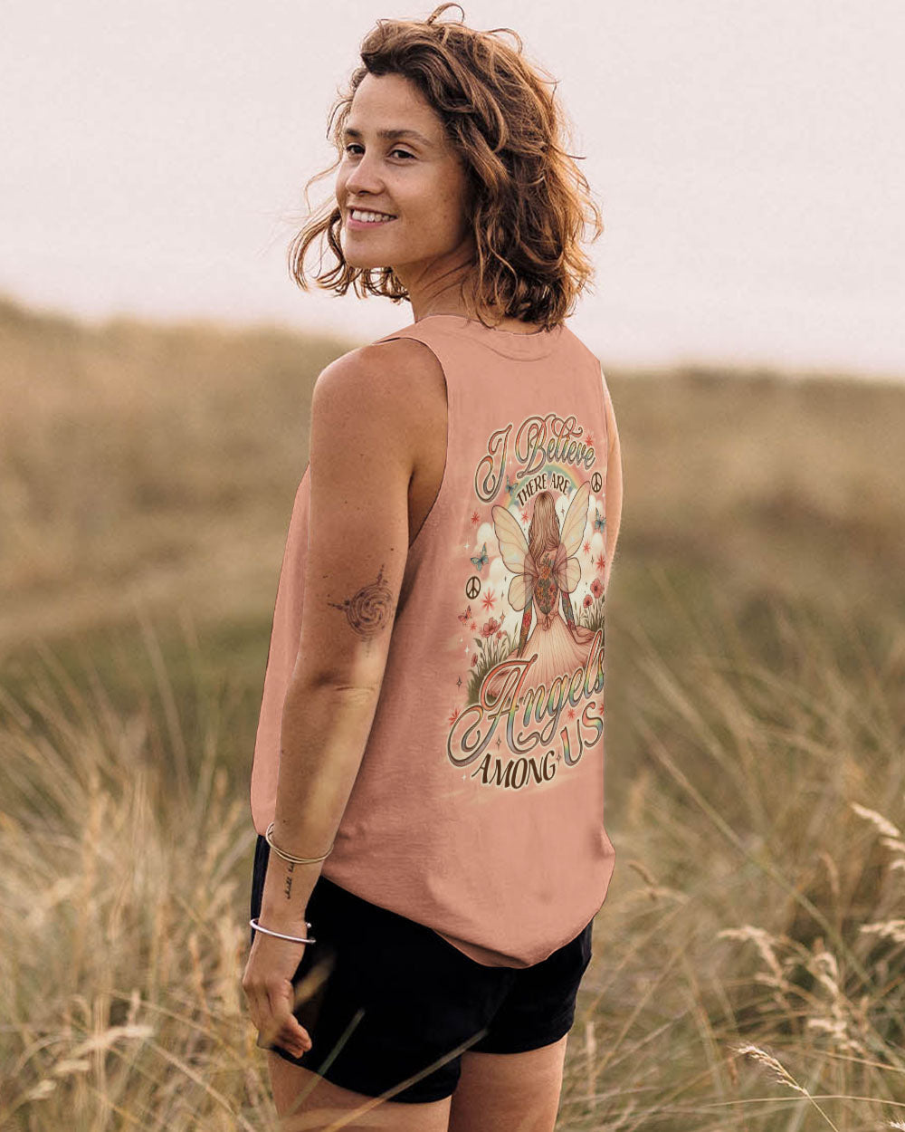 I Believe There Are Angels Among Us Angel and Floral Graphic AOP Shirts _8_ Pdb3t