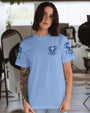 I Believe There Are Angels Among Us Blue Angel Wings and Halo Heart Design AOP Shirts _2_ EYJwq