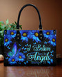 I Believe There Are Angels Among Us Blue Butterfly Floral Hippie Leather Bag _1_ iK4wk