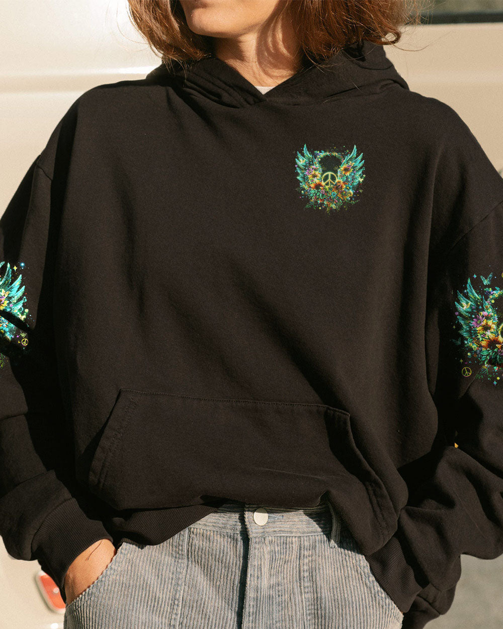 I Believe There Are Angels Among Us Butterfly Flower Wings Peace AOP Shirts _14_ dtIFh