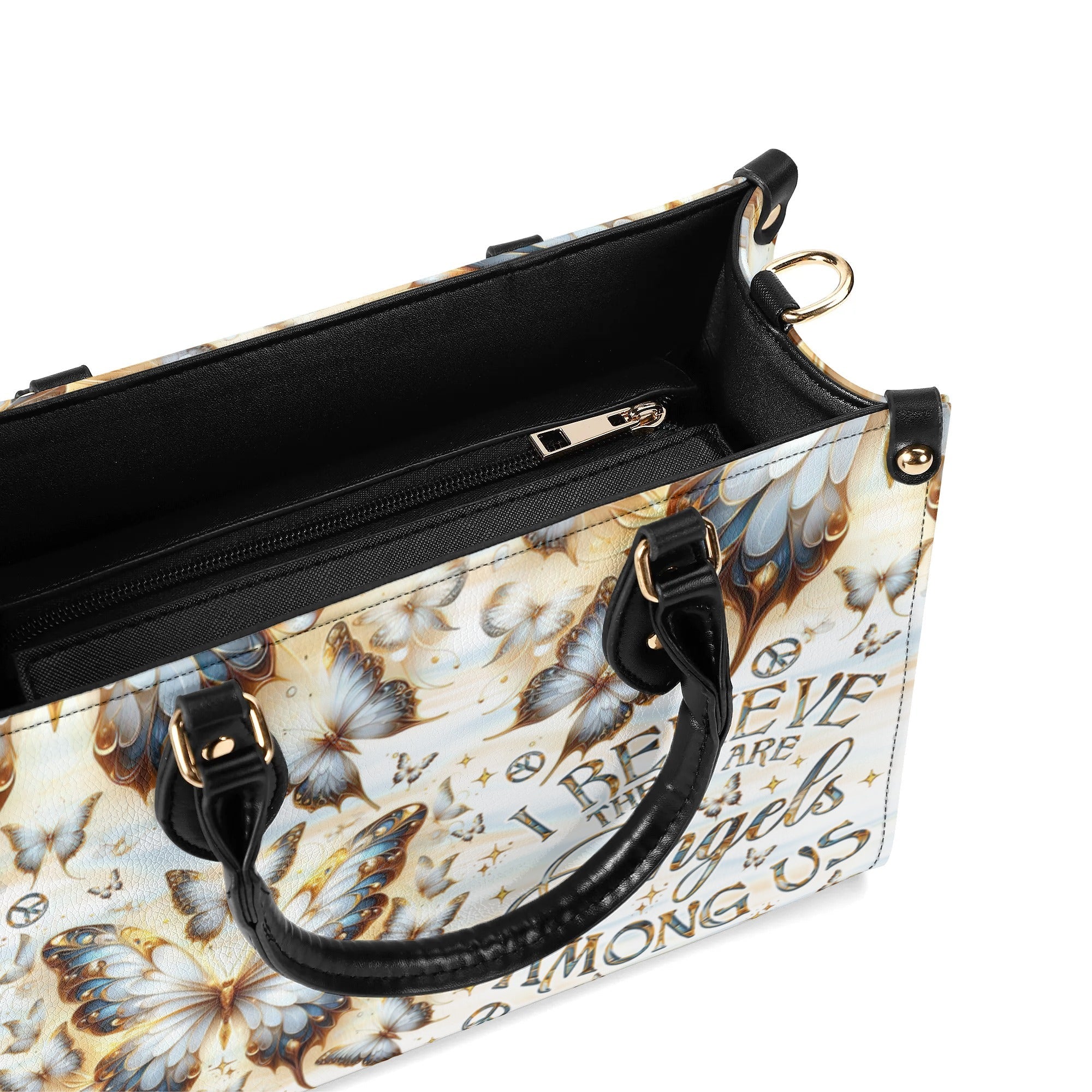 I Believe There Are Angels Among Us Butterfly Hippie Leather Bag Gift for Women _4_ 2s1N5