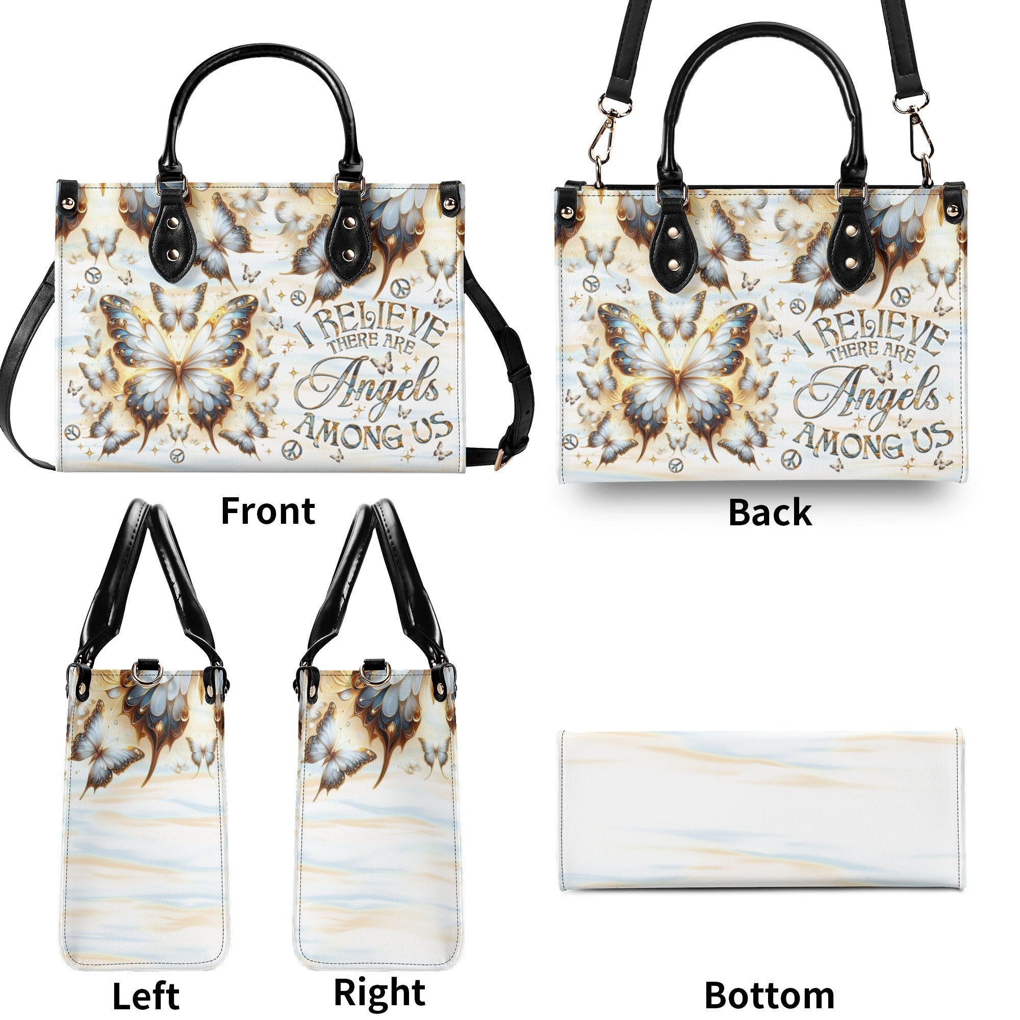 I Believe There Are Angels Among Us Butterfly Hippie Leather Bag Gift for Women _7_ a1P7X