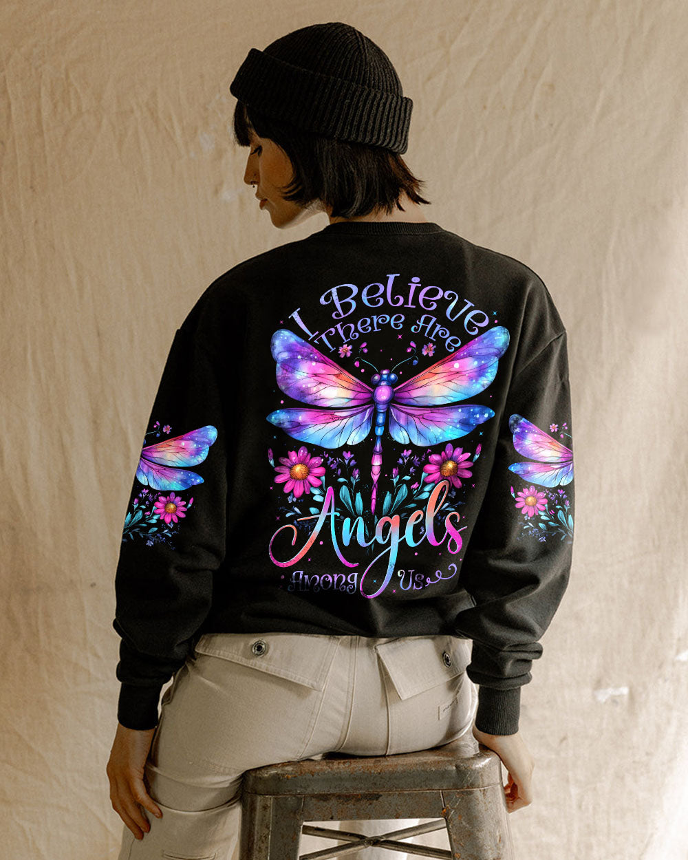I Believe There Are Angels Among Us Dragonfly Memorial Graphic AOP Shirts _3_ clJI9
