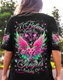 I Believe There Are Angels Among Us Floral Wings Butterfly Graphic Tee for Women AOP Shirts _1_ YmPuc