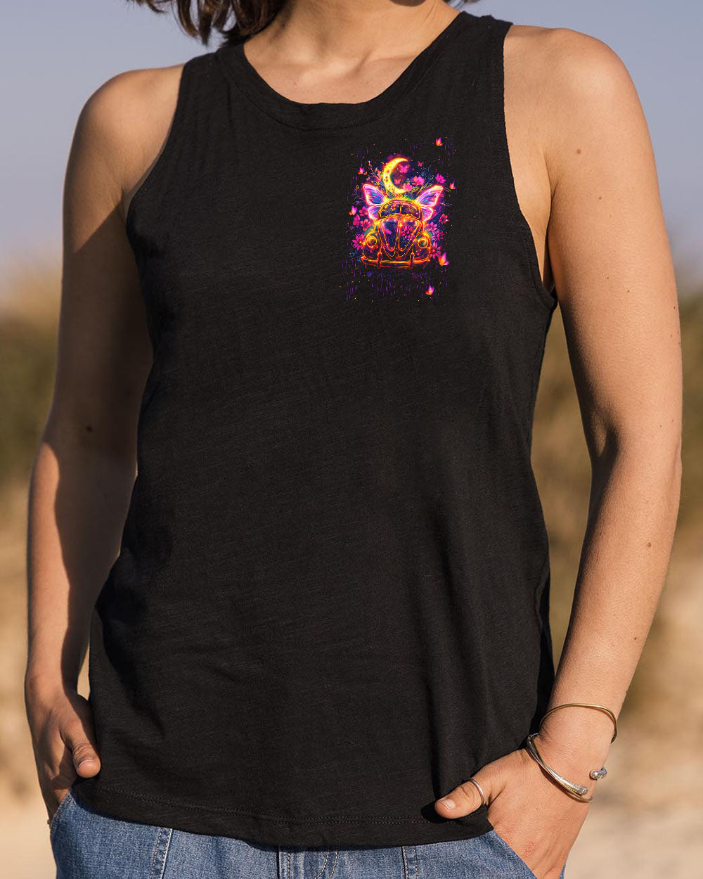 I Believe There Are Angels Among Us Neon VW Butterfly Hippie Van AOP Shirts _10_ GyVKP