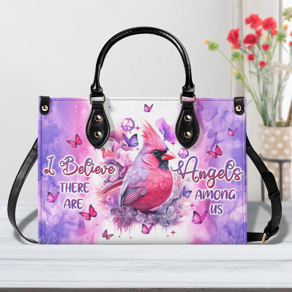 I Believe There Are Angels Among Us Pastel Cardinal Hippie Leather Bag for Women _1_ eZtkX