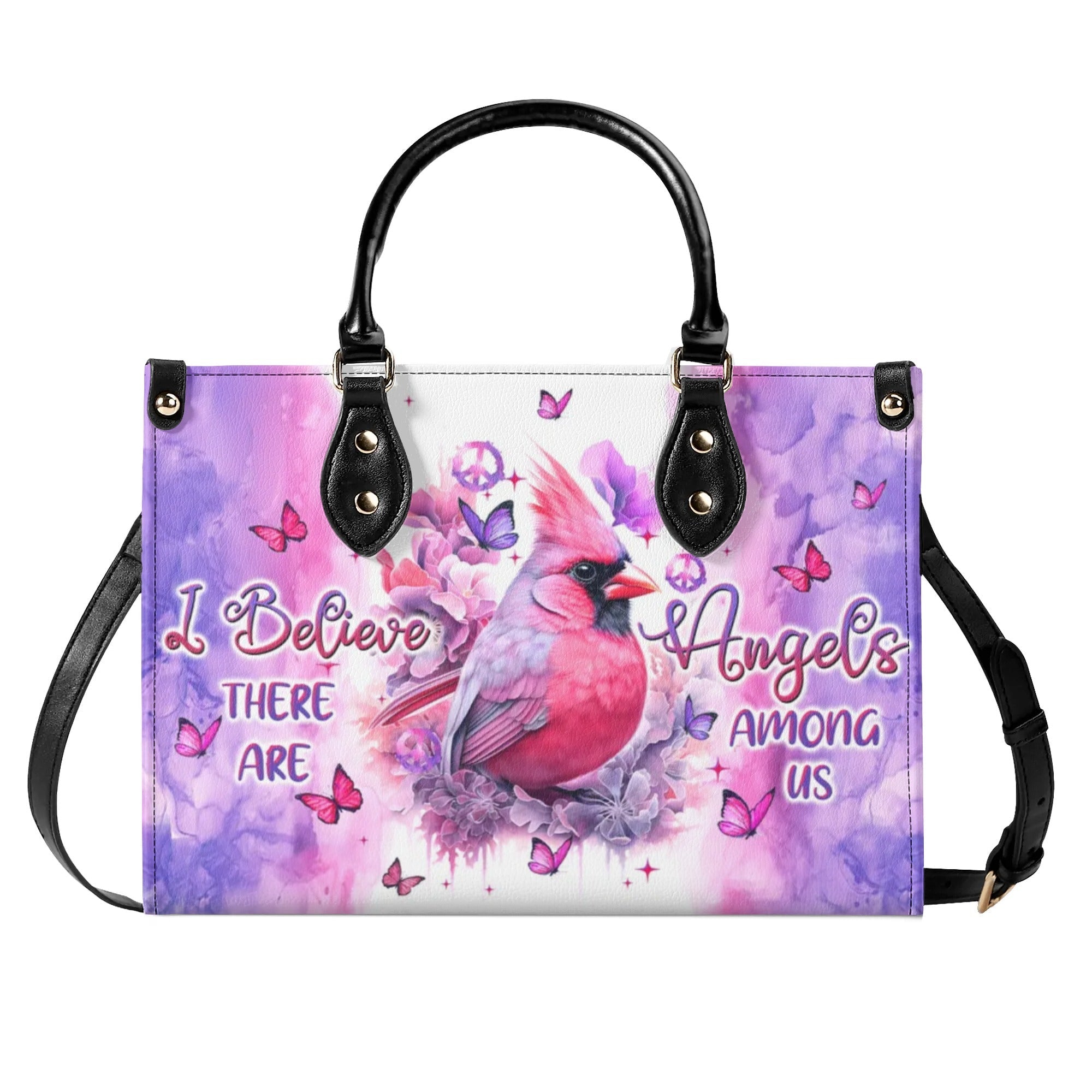 I Believe There Are Angels Among Us Pastel Cardinal Hippie Leather Bag for Women _4_ V9ve9