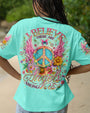 I Believe There Are Angels Among Us Peace Symbol and Flower Design for Women AOP Shirts _1_ pFljf