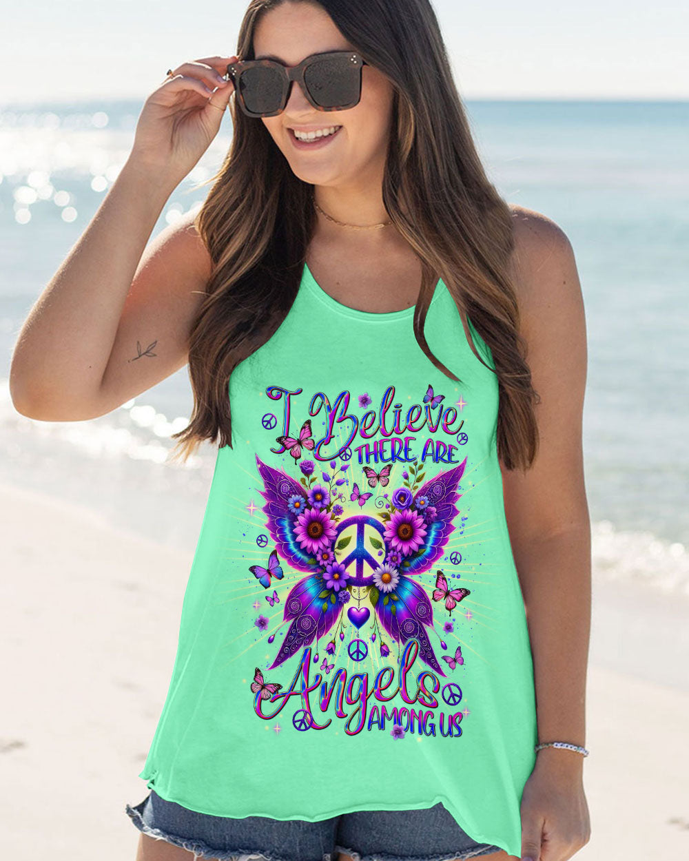 I Believe There Are Angels Among Us Peace and Butterfly Wings AOP Shirts _12_ XGGK8