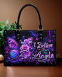 I Believe There Are Angels Among Us Purple Butterfly and Rose Hippie Leather Bag _1_ OECoG