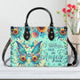 I Believe There Are Angels Among Us Sunflower Butterfly Peace Sign Wings Hippie Leather Bag _2_ xSoaF