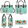 I Believe There Are Angels Among Us Sunflower Butterfly Peace Sign Wings Hippie Leather Bag _8_ vTumG