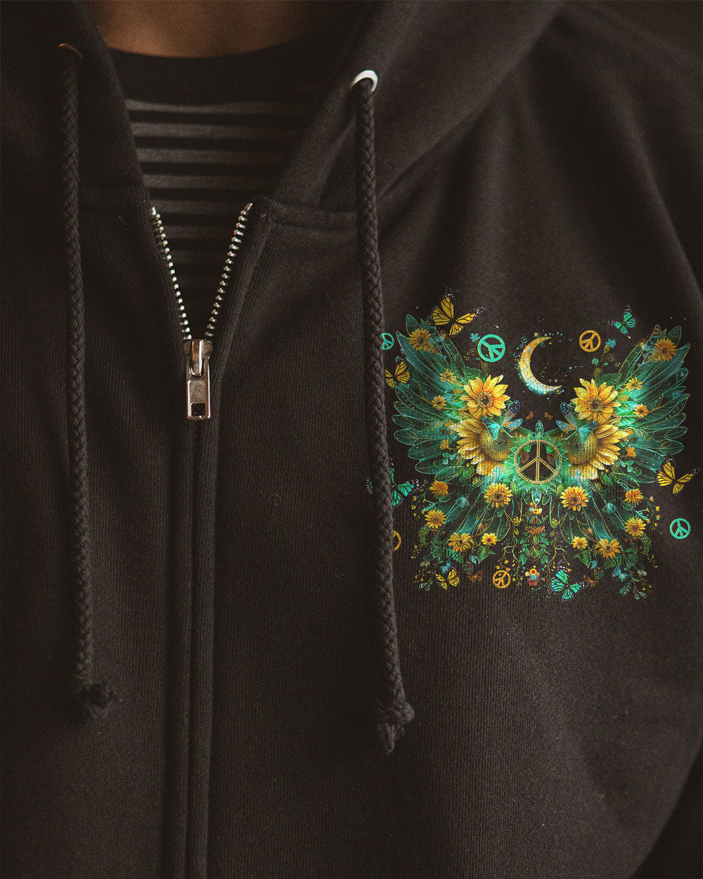 I Believe There Are Angels Among Us Sunflower Wings Peace Graphic AOP Shirts _4_ iqlbl
