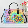 I Believe There Are Angels Among Us Tie Dye Colorful Butterfly Peace Sign Hippie Leather Bag _2_ WrPPw