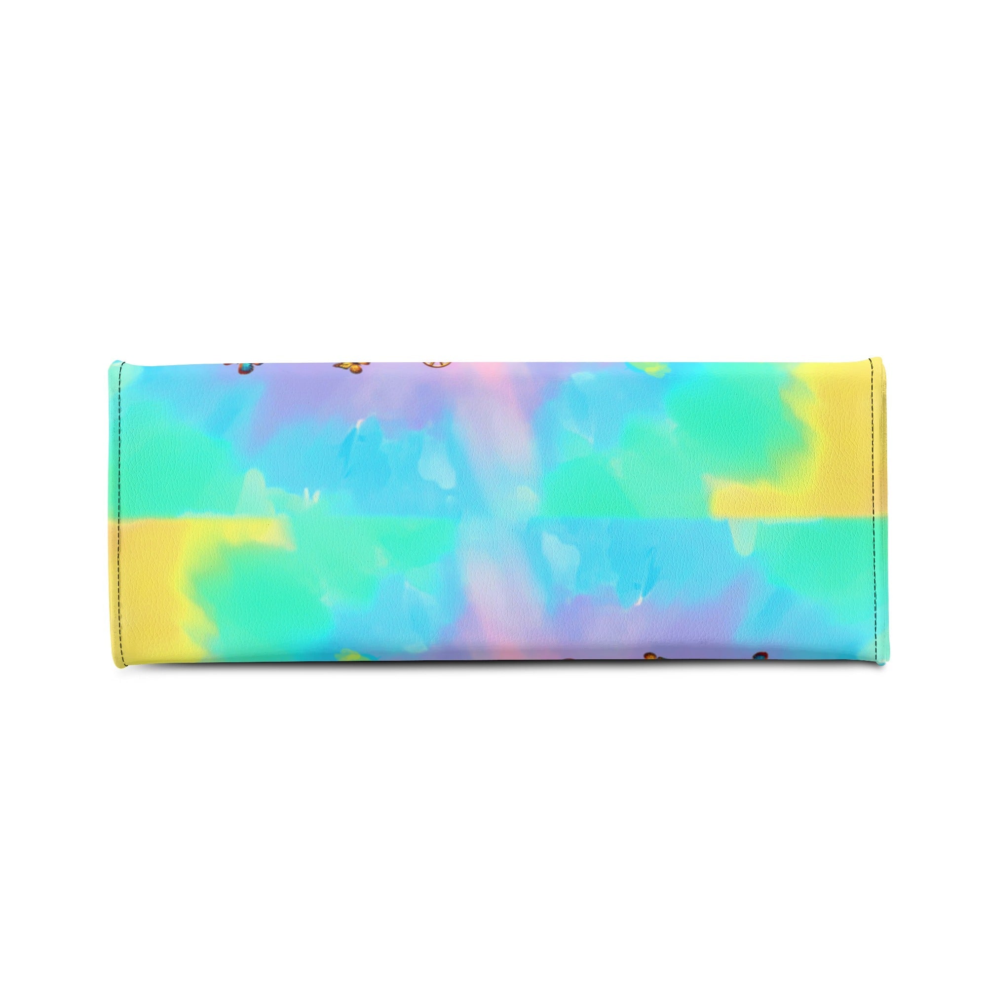 I Believe There Are Angels Among Us Tie Dye Colorful Butterfly Peace Sign Hippie Leather Bag _5_ DE336