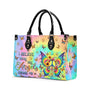 I Believe There Are Angels Among Us Tie Dye Colorful Butterfly Peace Sign Hippie Leather Bag _6_ oPR2L